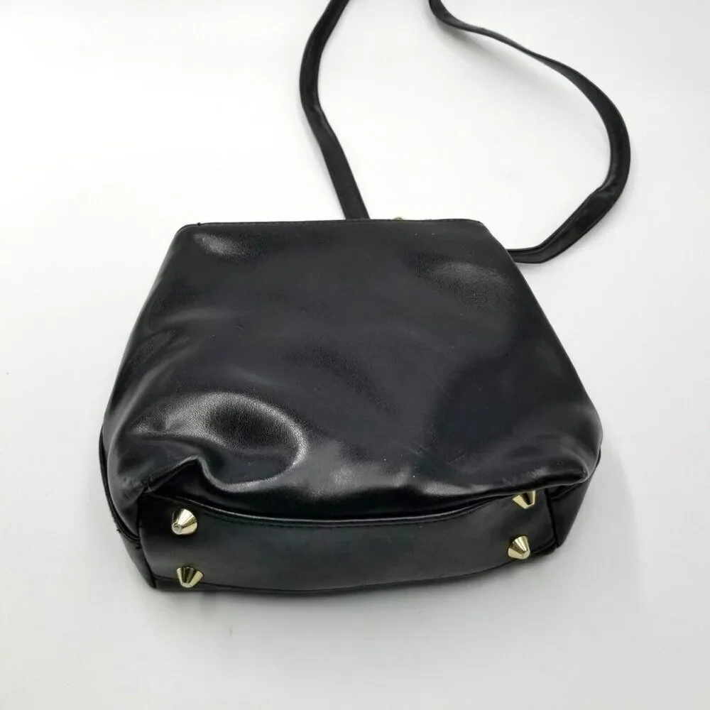 Vintage 90s Liz Claiborne Shoulder Bag Black Handbag Gold Chain